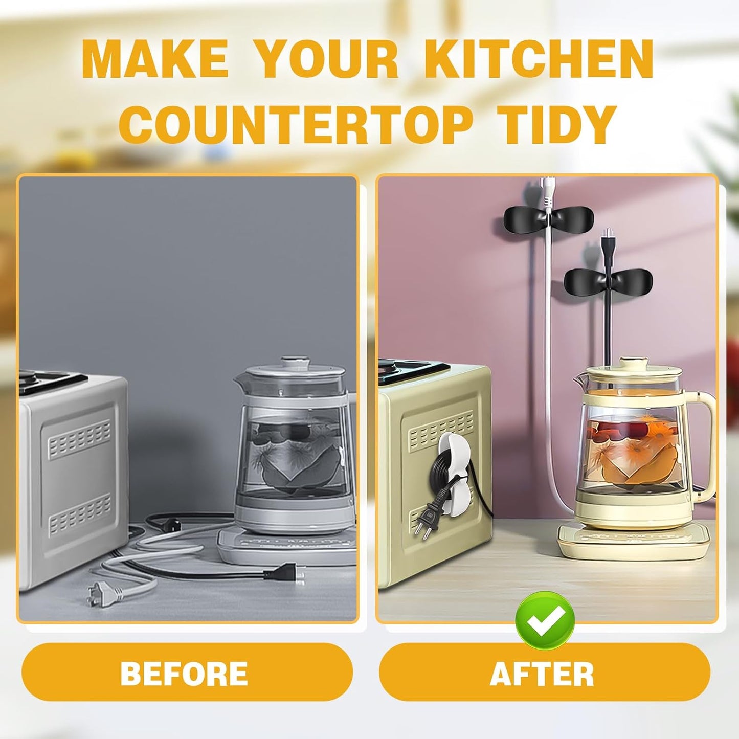 Cord Organizer for Kitchen Appliances, 6 Pack Appliance Cord Organizer Stick On, Cord Wrapper, Cord Holder, Cord Keeper, Kitchen Gadgets for Pressure Cooker, Kitchenaid Mixer, Coffee Maker