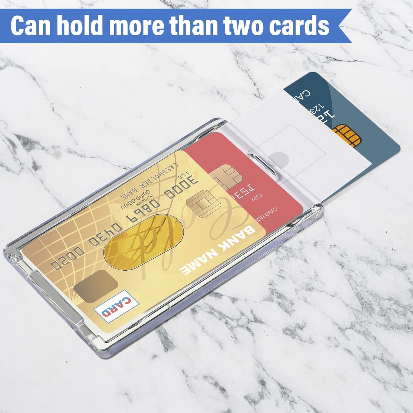 Chinco 120 Pcs Vertical Acrylic Badge Holders Waterproof Clear ID Holder Heavy Duty Card Holder Plastic Protector Cover Transparent Badge Protector Vertical in Office Products