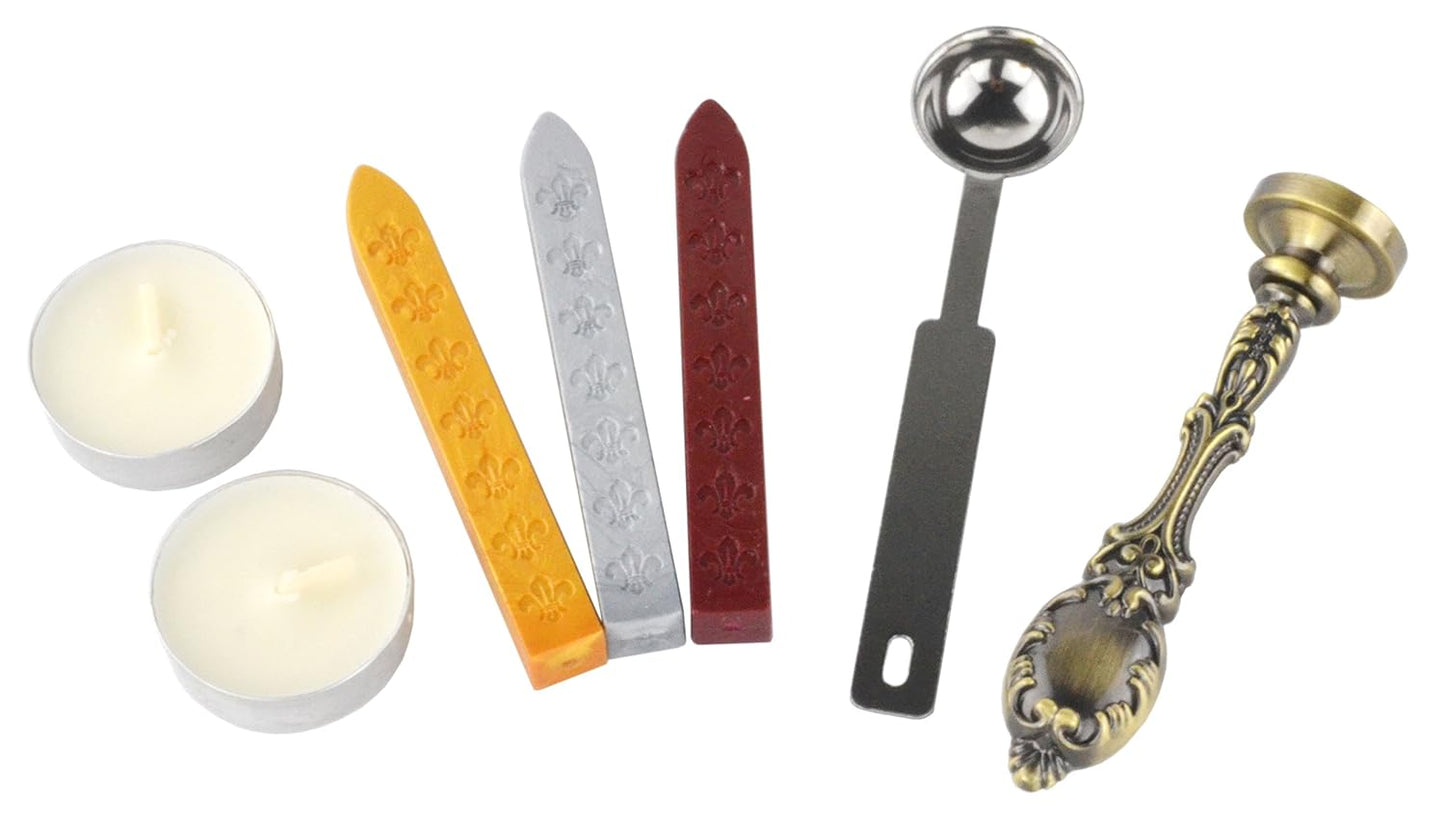 Samyo Creative Romantic Stamp Maker Classic Old-Fashioned Style Brass Color Wax Seal Sealing Stamp Vintage Antique Alphabet Initial Letter Set - (Letter N)