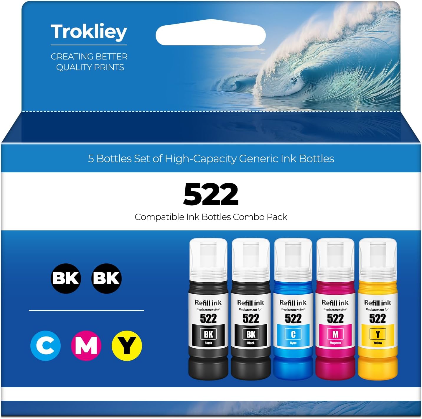 522 Ink Refill Bottles ET-2800 ET-4800 ET-2400 ET-2803 for 522 Ink Bottles Compatible for ET 2800 ET 4800 ET2800 ET 2400 ET4800 ET 2803 ET-2720 ET-4700 ET-4810 ET-2840 Printer (Not Subli)