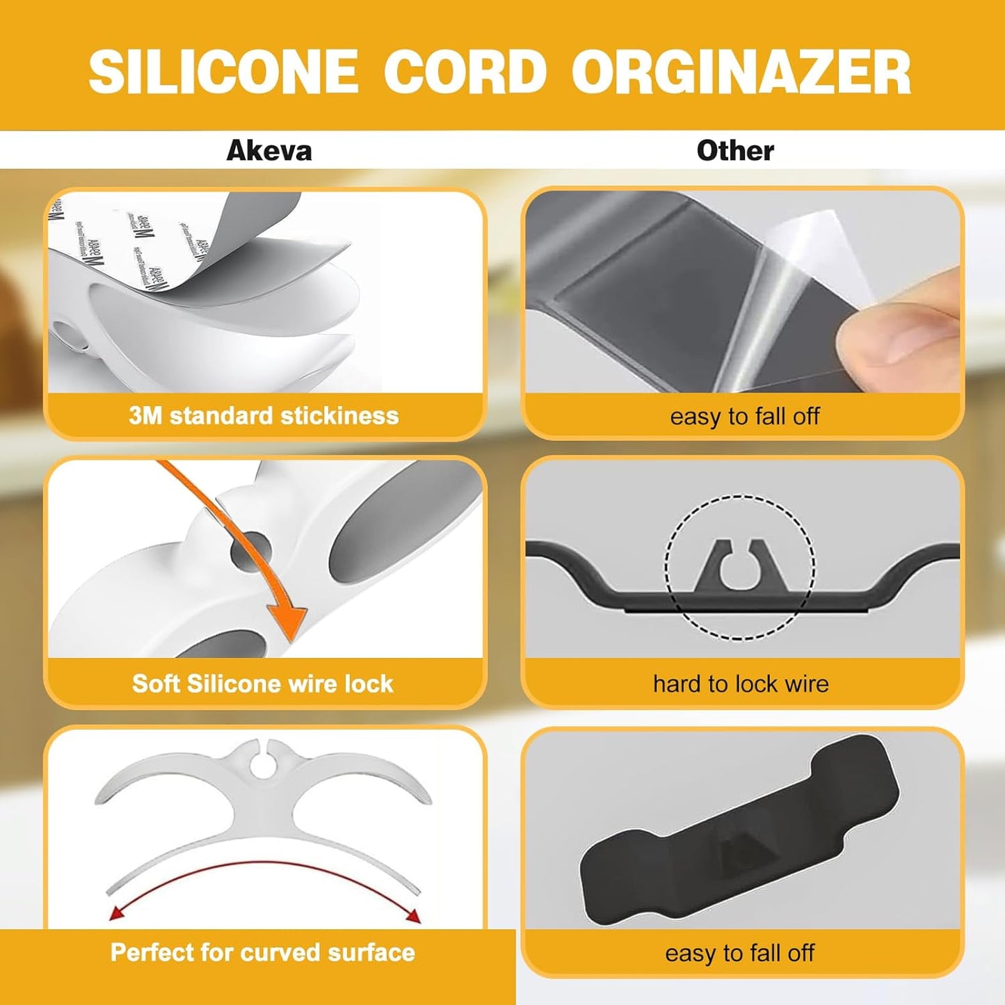 Cord Organizer for Kitchen Appliances, 4 Pack Appliance Cord Organizer Stick On, Cord Wrapper, Cord Holder, Cord Keeper, Kitchen Gadgets for Pressure Cooker, Kitchenaid Mixer, Coffee Maker