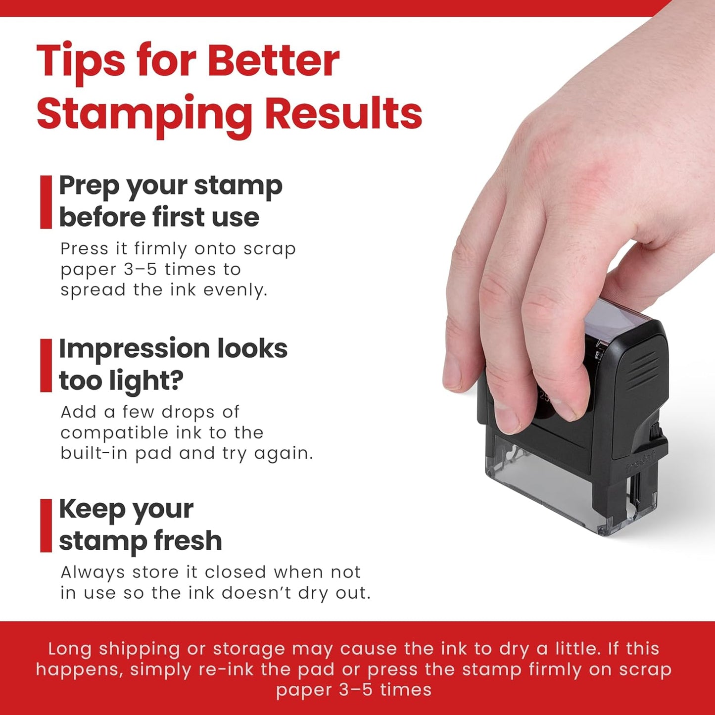 Promot Self Inking Stamp - Small Custom Stamp for Name, Address, Office, or Business Use - Up to 3-Line Personalized Rubber Stamp - Customizable Font & Ink Color - Personalized Name Stamp