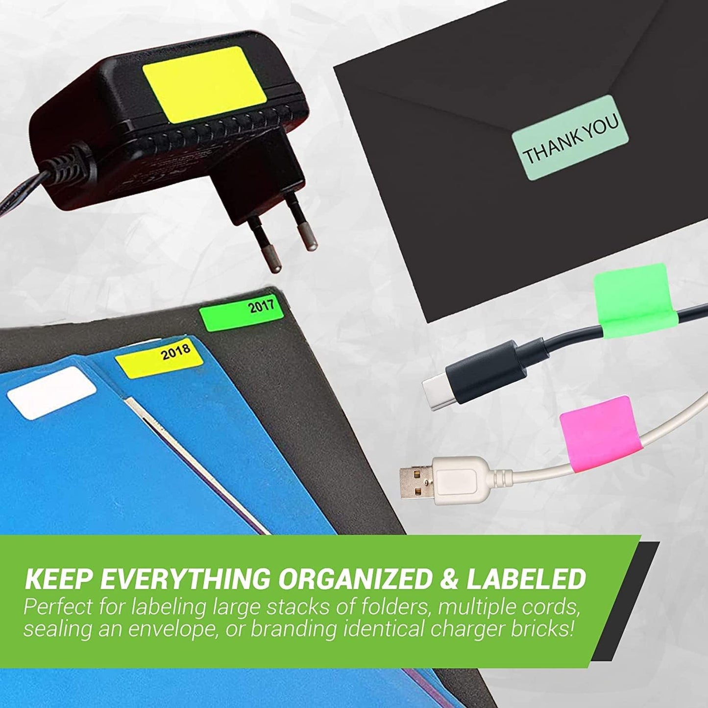 Royal Green Rectangular Color Coding Sticker Roll - Write On Labels for Folders & Organizing, 1.57" x 0.75" Stickers to Write On Name Tags for Office Supplies & Organization, 500-Pack (Neon Orange).