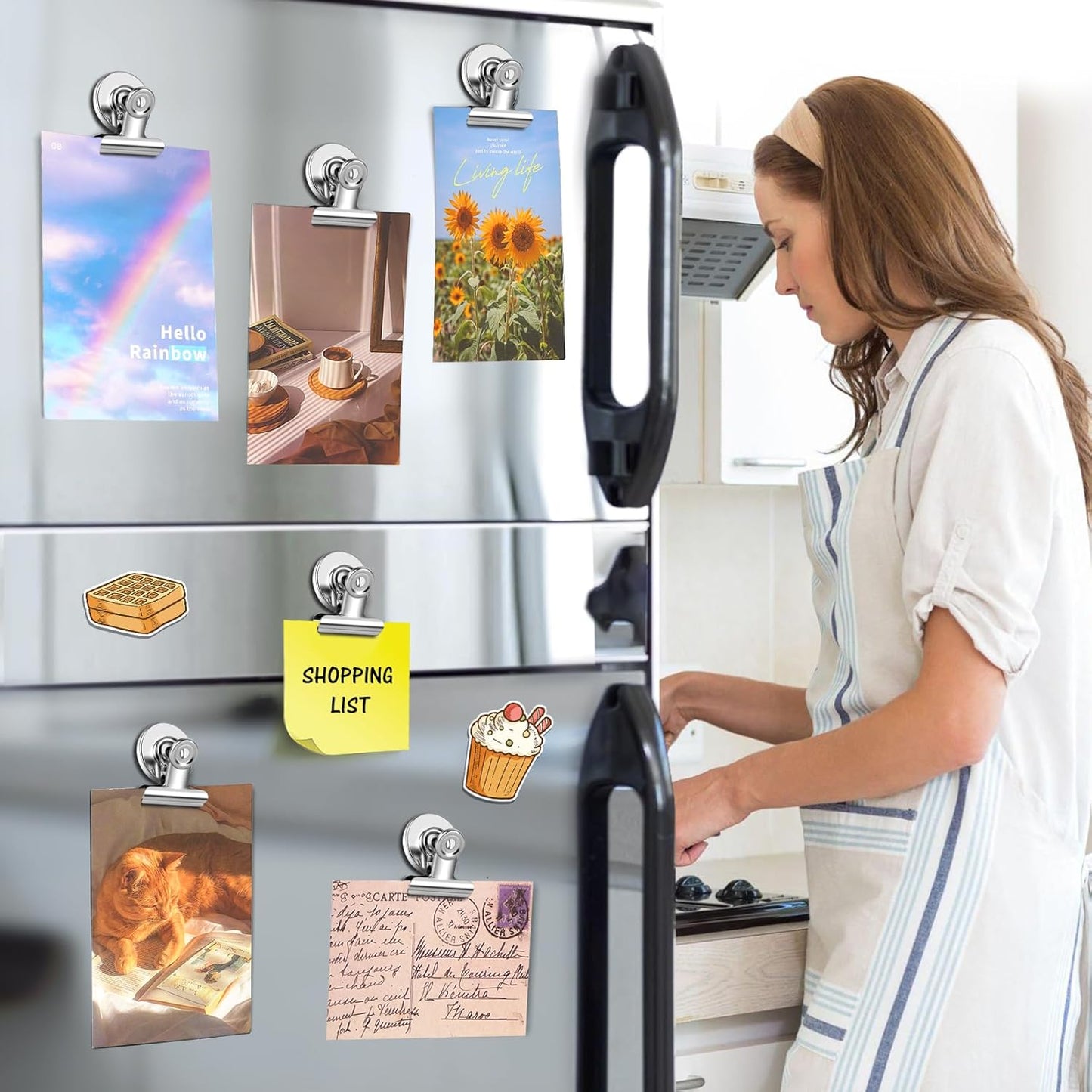 60 Pack Fridge Magnet Refrigerator Magnets, Strong Magnetic Clips Whiteboard Magnets, Magnet Clips Heavy Duty, Clip Magnets for Photo Displays, Home, Office, Classroom, Silver