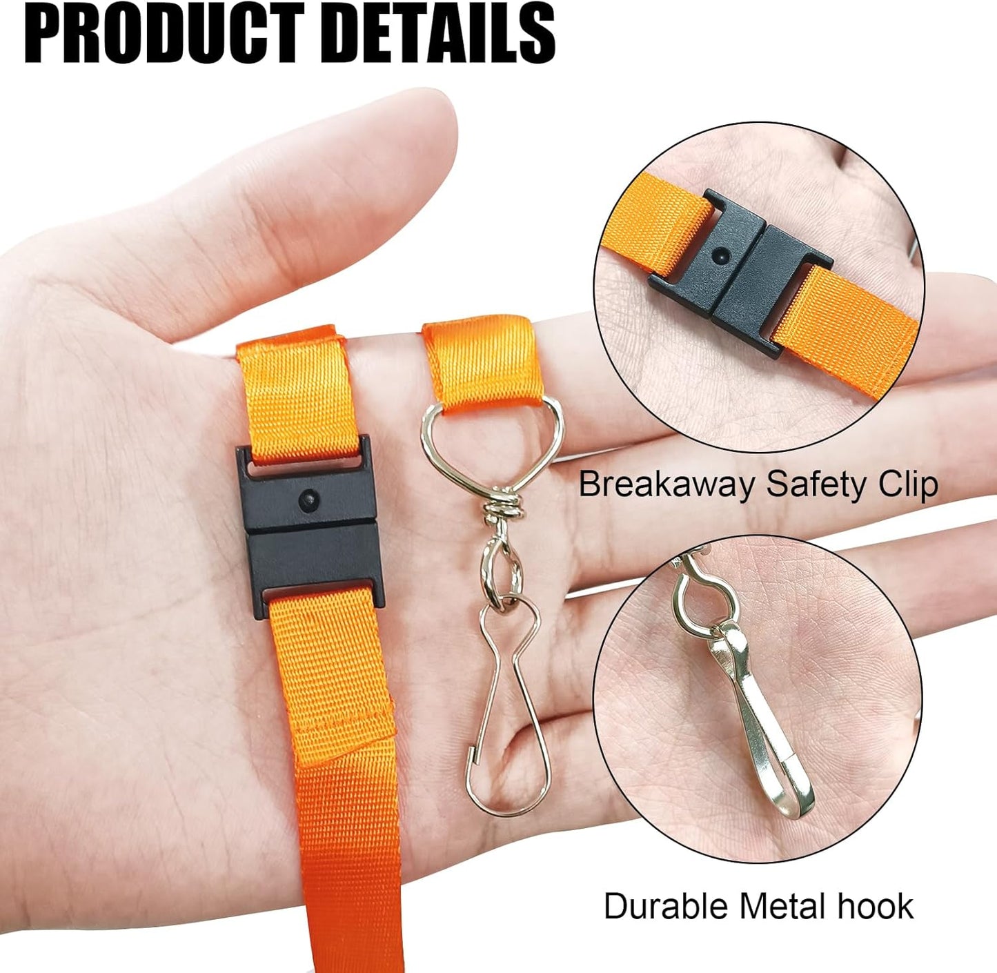 DE Breakaway Lanyards for Id Badges,Teacher Lanyard with with J-Hook Bulk Flat Lanyards for Name tag ID Badges Holder