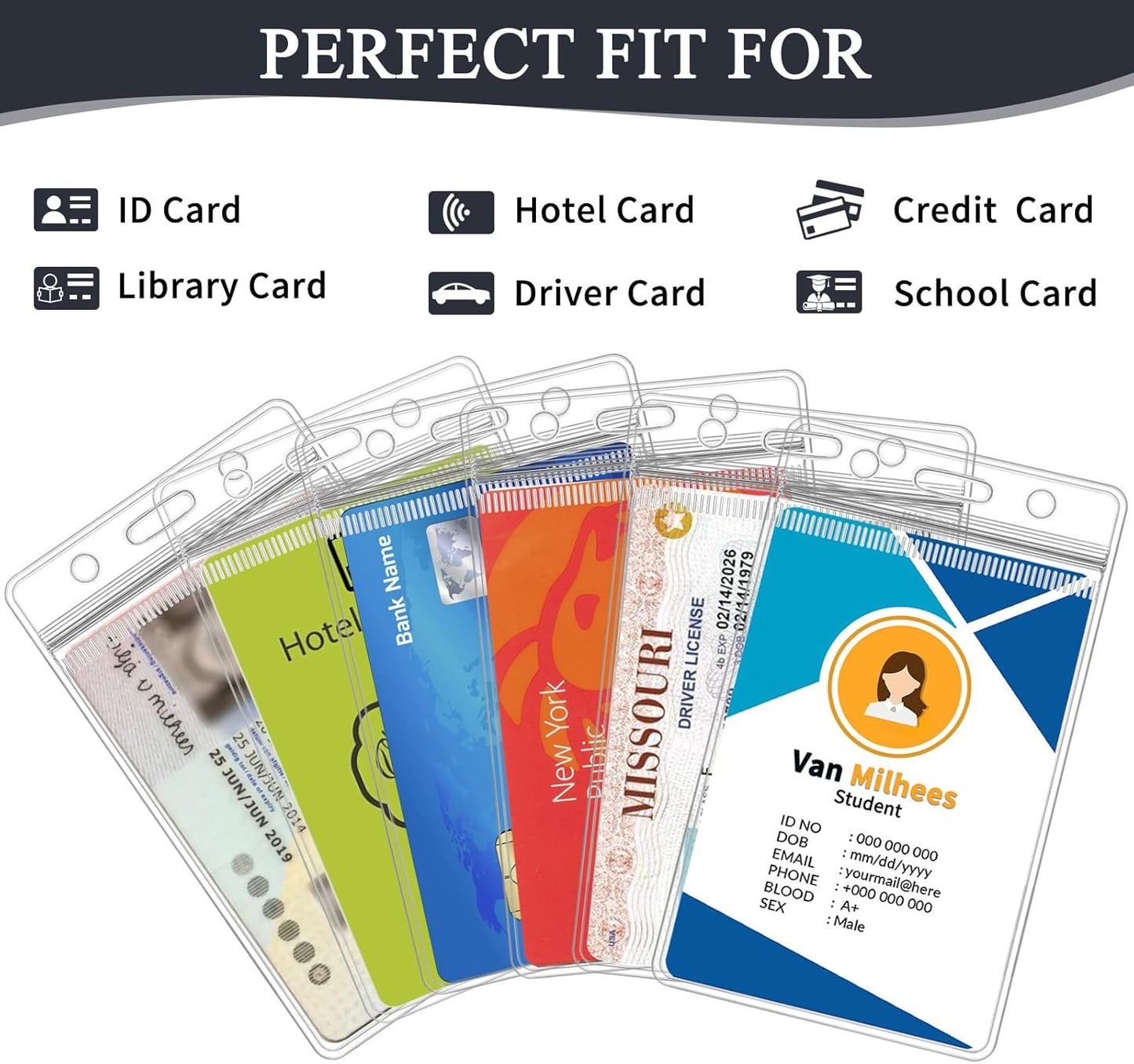 600 Pack ID Badge Holder - Vertical Badge Holder, 2.25" x 3.5" Clear Cards Holders for Lanyard, Plastic Sealable Waterproof, Name Tag Holder for Nurses, Office and School