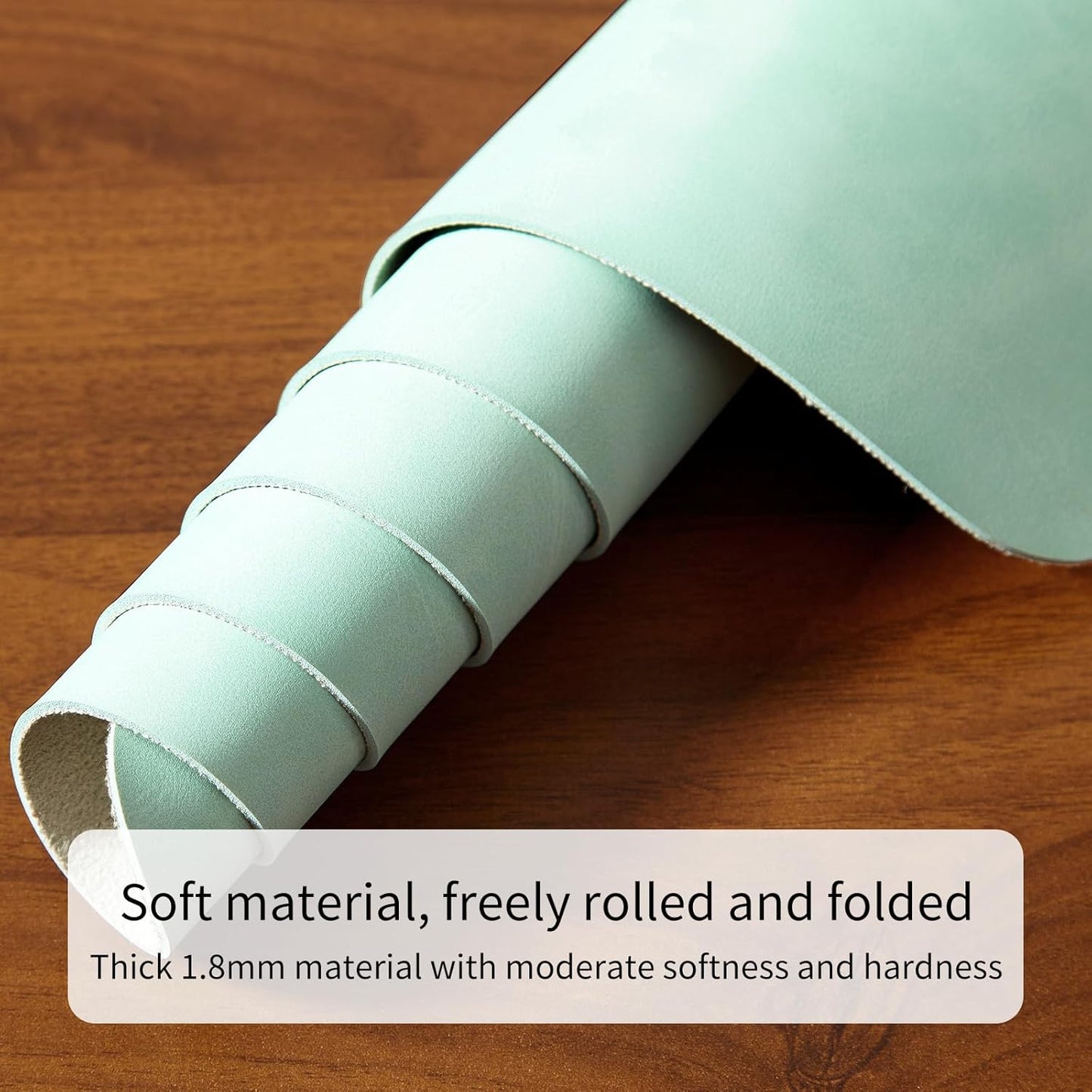 Crazy Horse Leather Desk Mat Large Mouse Pad Laptop Desk Pad Waterproof Non-Slip Table Blotter Desktop Writing Pad for Office and Home (Light Green, 60x35cm)