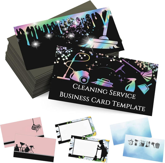 Custom Business Cards Personalized Business Cards for Small Business 300gsm Matte Paper Front & Back Sides Printed 3.5" x 2" - Cleaning Service Template
