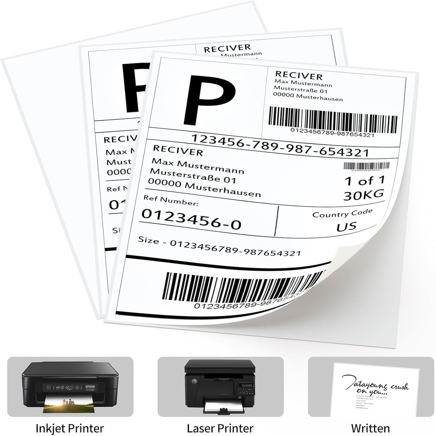 8.5" x 11" Sticker Paper for Inkjet Printers - 3000 Sheets Full Sheet Shipping Labels Printable Full Page Labels 8.5×11 White Sticker Paper for Laser Printing - Matte