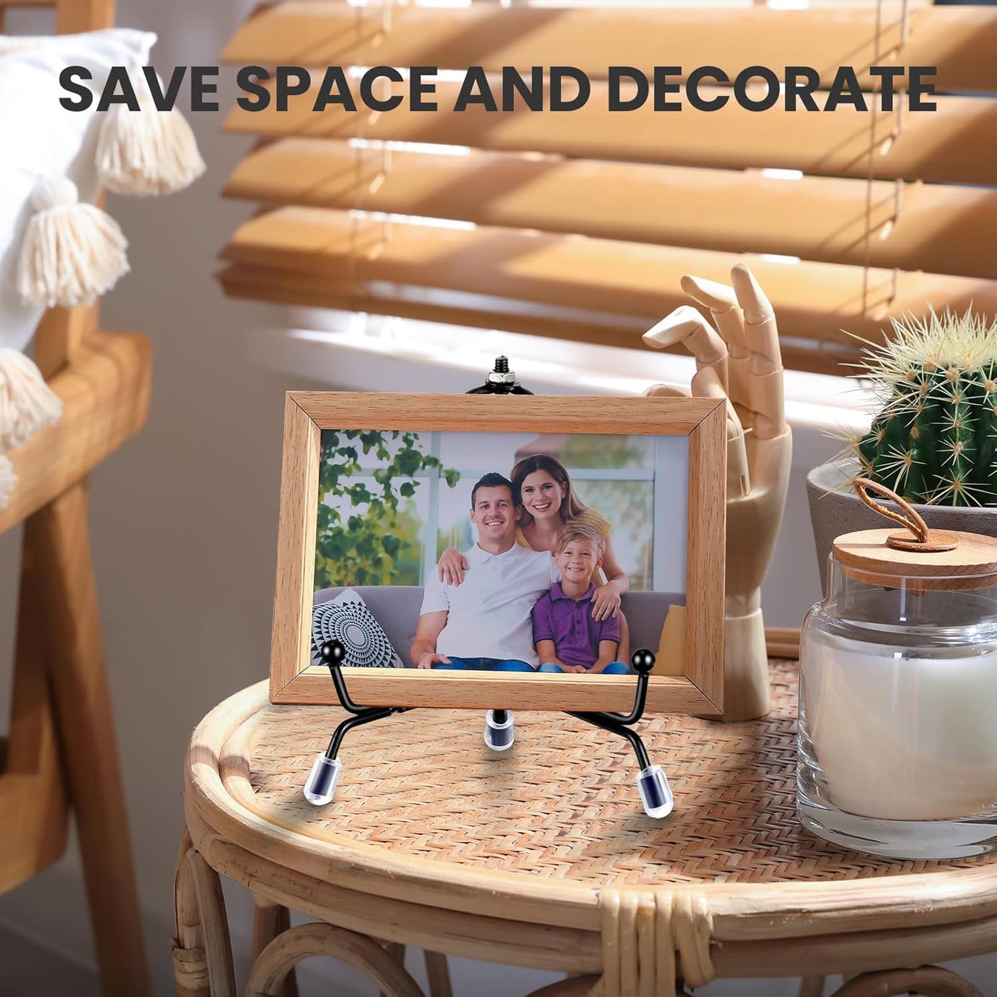 Chumia 18 Pcs Anti Slip Plate Stands for Display, Black Iron Easel Plate Holder Picture Frame Holder Stand for Display Decorative Photo Tabletop Artwork(8 Inch)