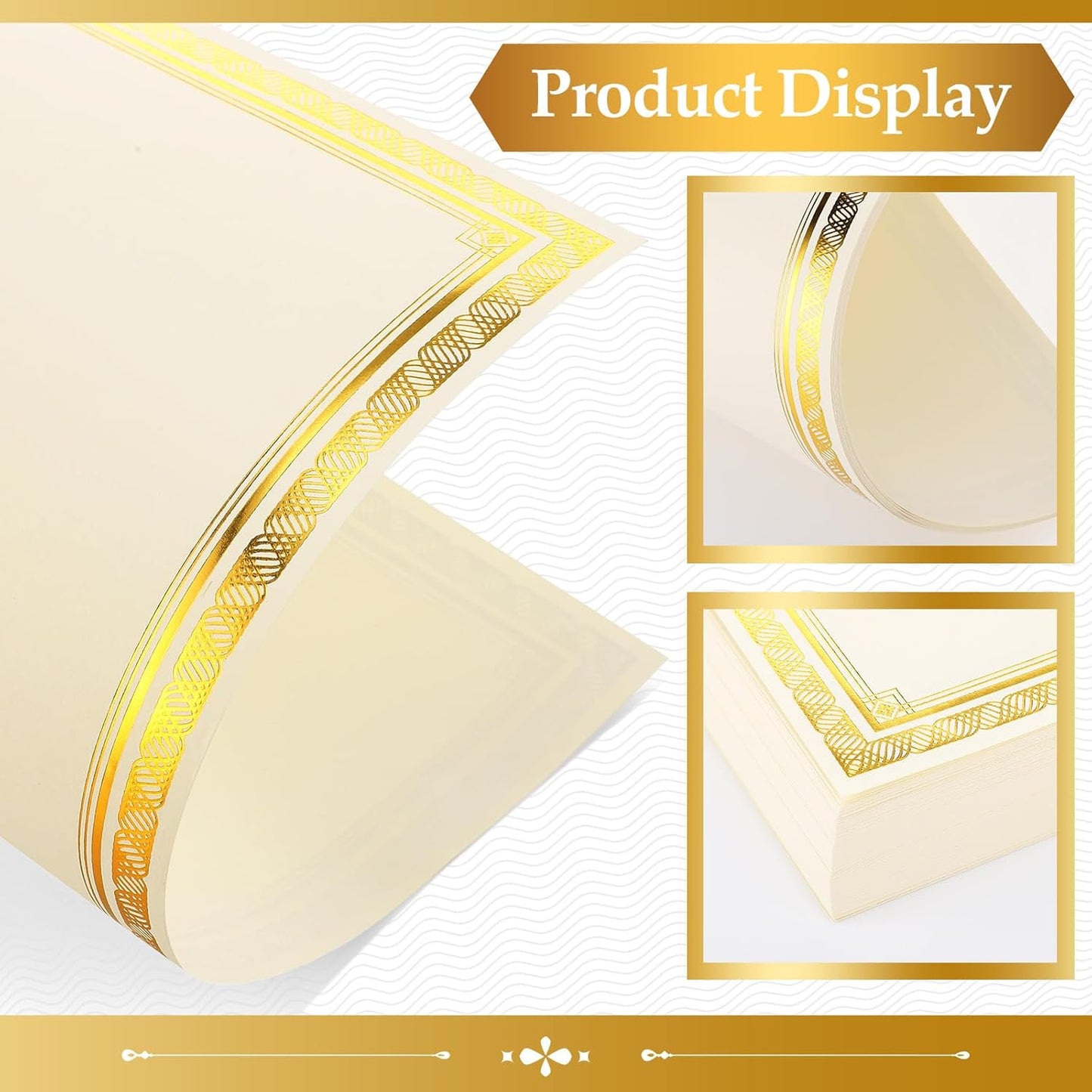 Certificate Paper 8.5 x 11 for Printing Blank Award Certificate for Graduation Diploma Achievement Participation Award Document (200pcs,Gold)