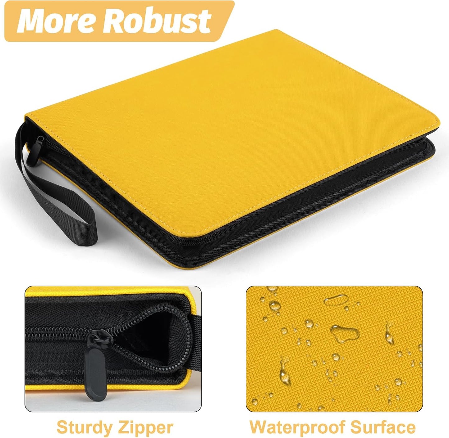 9 Pocket Card Binder, Premium Zip Trading Card Binder, 720 Double Sided Pocket PU Card Collection Binder, Collector Card Album, Card Folder for MTG, TCG, Sports Cards, Game Cards (YELLOW)
