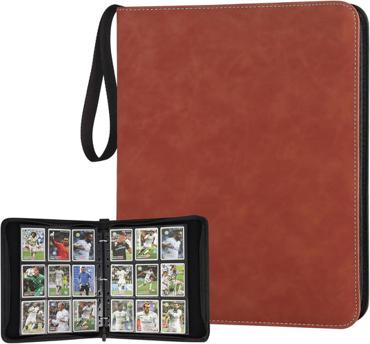 9 Pocket Card Binder, Premium Zip Trading Card Binder, 720 Double Sided Pocket PU Card Collection Binder, Collector Card Album, Card Folder for MTG, TCG, Sports Cards, Game Cards (Brown1)