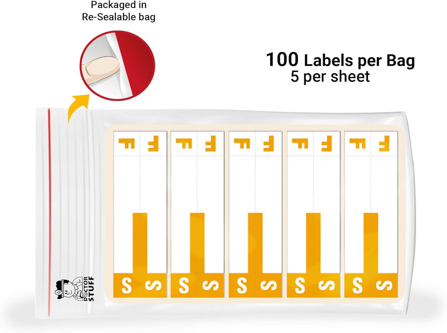 Doctor Stuff - File Folder Labels, Alphabet Letters, F/S, Compatible with Smead NCC - SNCC Series Alpha Stickers Orange, 1-5/32" x 3-5/8, 100/Package