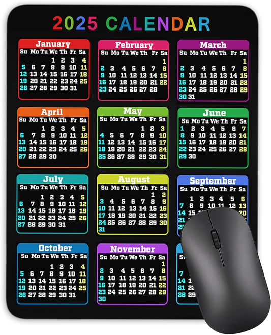 Calendar Mouse pad, 2025 Calendar Color Vertical Edition Natural Rubber Quality Creative Gaming Mouse Pad Rectangle Mouse Personalized Desk Mouse Pad 9.5 inch x 7.9 inch