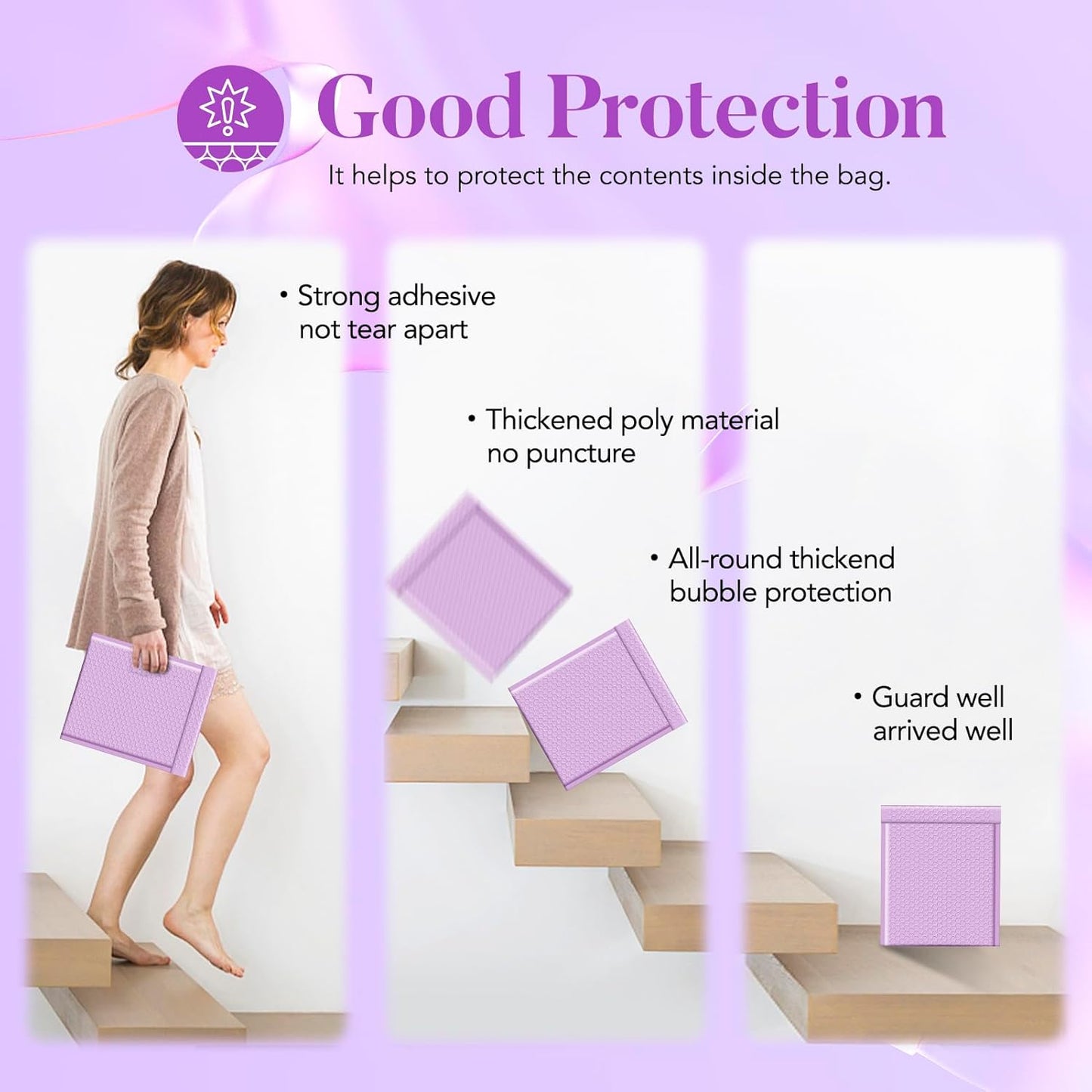 Fuxury Bubble Mailers 8.5x12" 40 Pack Large Bubble Envelopes Usable 8.5x11" Thick Cushioning Mailer for Mailing Books Clothes Mothers Day Gifts Mailers Lavender #2