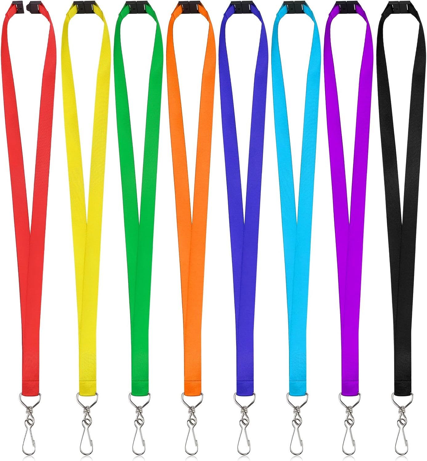80 Pcs Breakaway Lanyard for Id Badges, 8 Color Breakaway Flat Badge Lanyards with Swivel J Hook Break Away Lanyards for Teachers Volunteers Student Team Activities