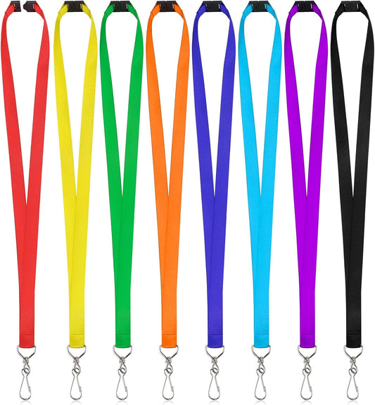 80 Pcs Breakaway Lanyard for Id Badges, 8 Color Breakaway Flat Badge Lanyards with Swivel J Hook Break Away Lanyards for Teachers Volunteers Student Team Activities