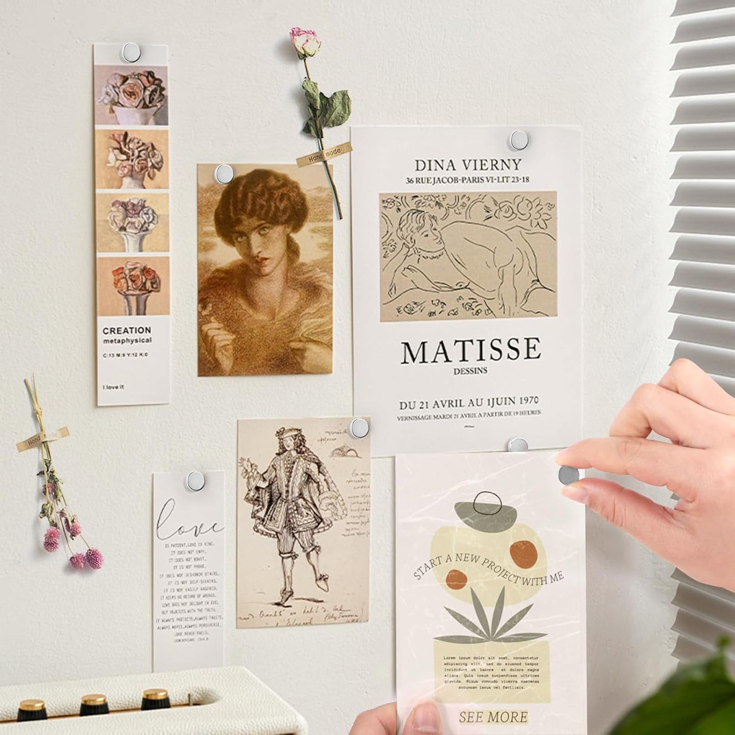 60 Pack Magnetic Push Pins, Silver Magnet Thumb Tacks, Metal Magnet Tacks, Magnetic Clips, Push Pins for Cork Board, Bulletin Board, Photo Wall, Wall