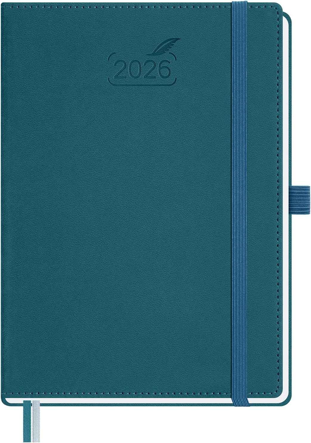 BEZEND 2026 Planner Weekly and Monthly (6" x 8.5") Daily Calendar with Half-Hourly Timeslots & Tabs (Jan-Dec) Note & Expenses, Pen Holder, Inner Pocket, Vegan Leather Hardcover - Dark Green