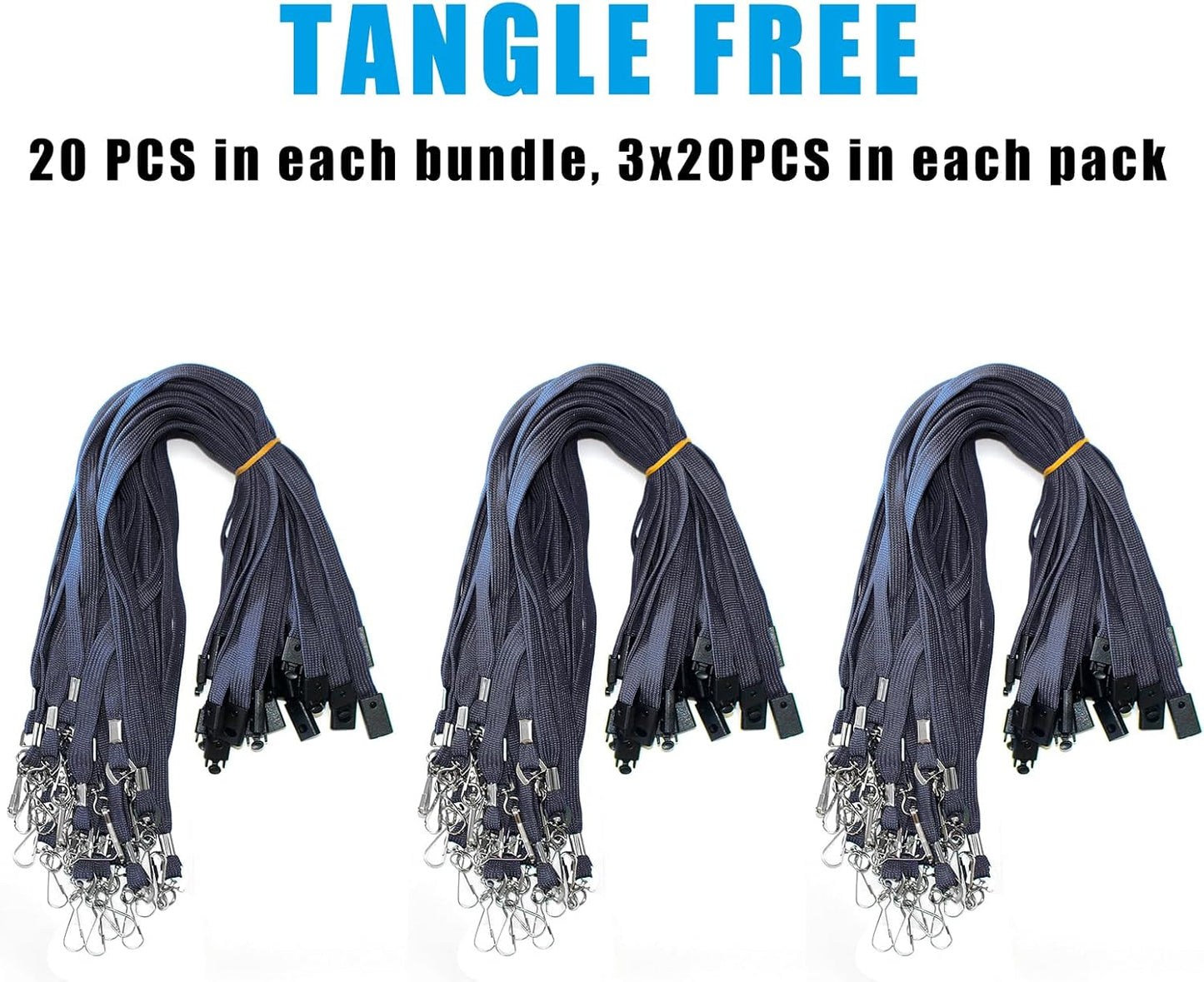 60 Pcs Breakaway Lanyards Safety Navy Blue Lanyard with Swivel J Hook Premium Bulk Flat Lanyards 36" for ID Name Badge Holder, ID Badges Cruise, School, Students, Coach, Festival and Hang Keys