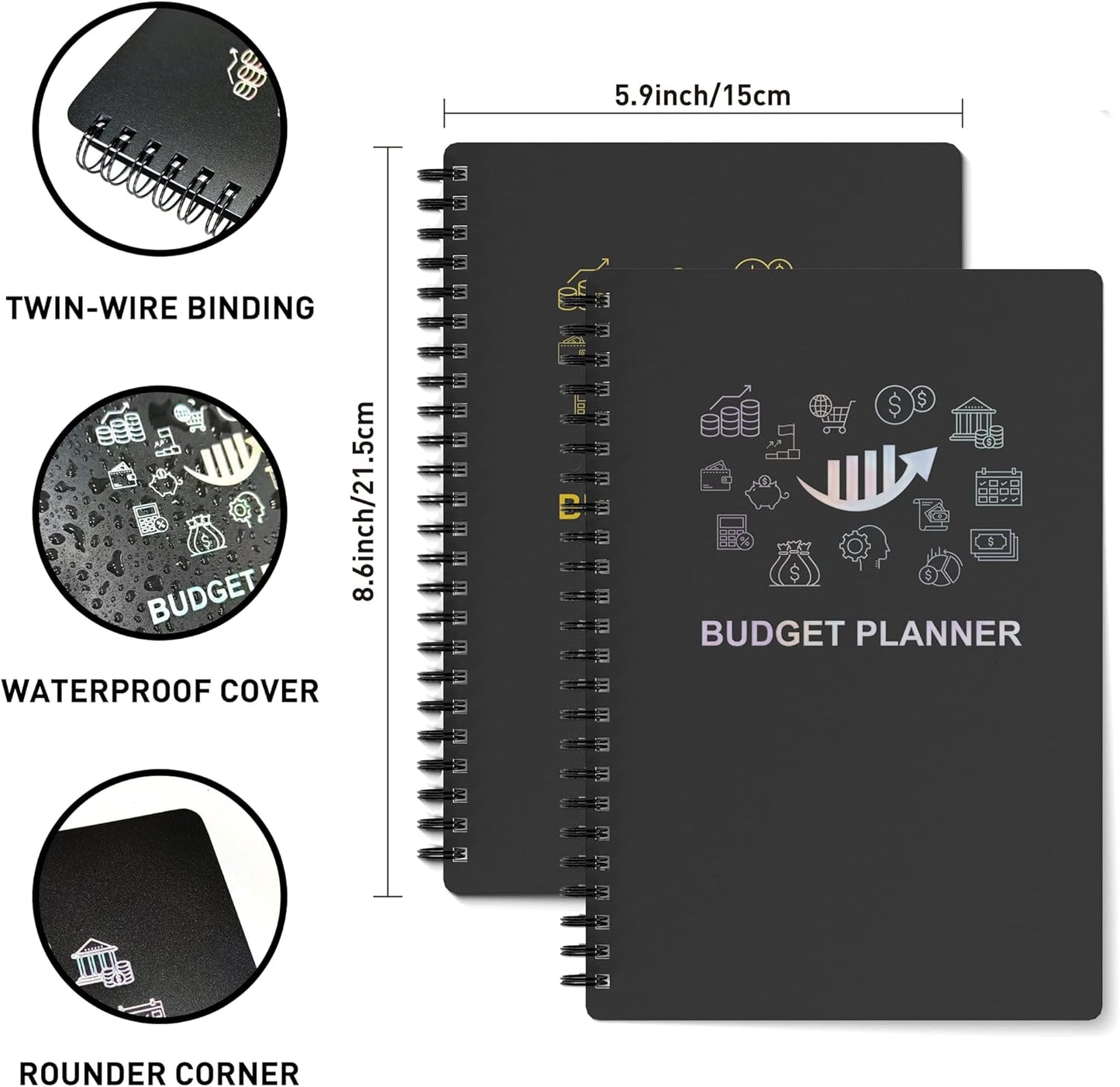 Budget Planner - Monthly Finance Organizer with Expense Tracker Notebook to Manage Your Money Effectively, Undated Finance Planner/Account Book, Start Anytimem,A5(8.6x5.9 inchs),100gsm Paper - Golden
