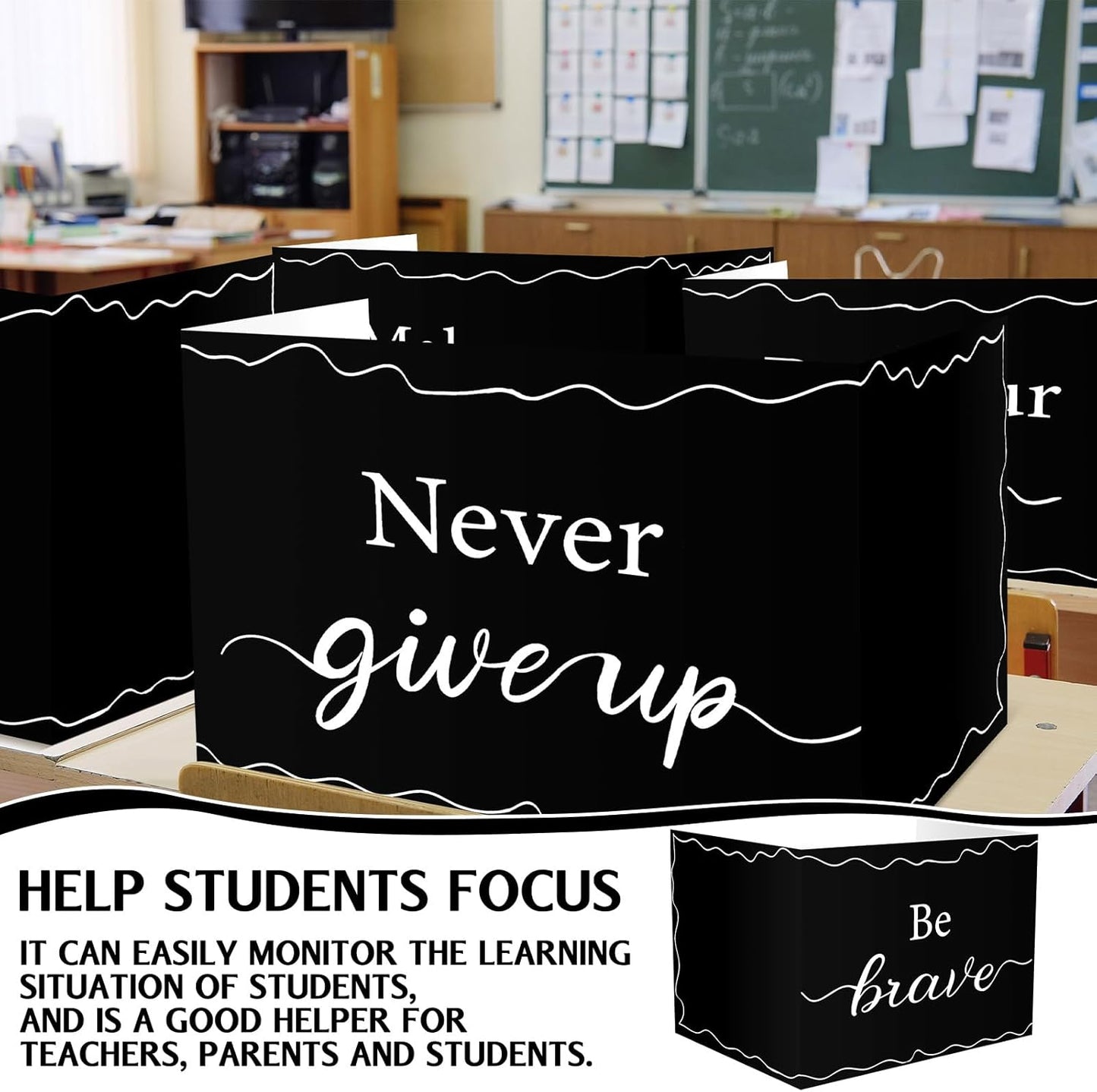 Honoson 24 Pcs Bulk Inspirational Privacy Folders for Students Cardboard Test Privacy Boards Motivational Words Desk Dividers Shield for Classroom School Study Supplies, 6 Styles(Minimalism)