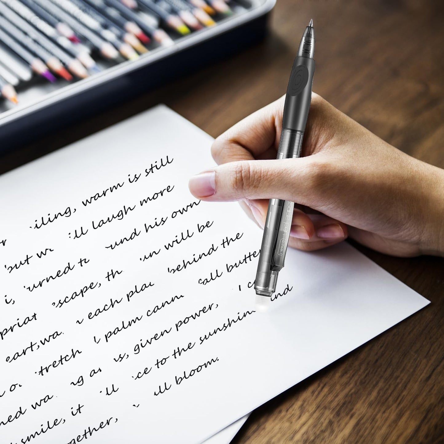 Aozora Erasable Pens 24 Pack Click Fine Point 0.7 mm Retractable Erasable Gel Pens for Completing Sudoku and Crossword Puzzles (Black＆Blue)