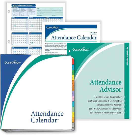 2026 Attendance Calendar Kit, White, Pack of 25