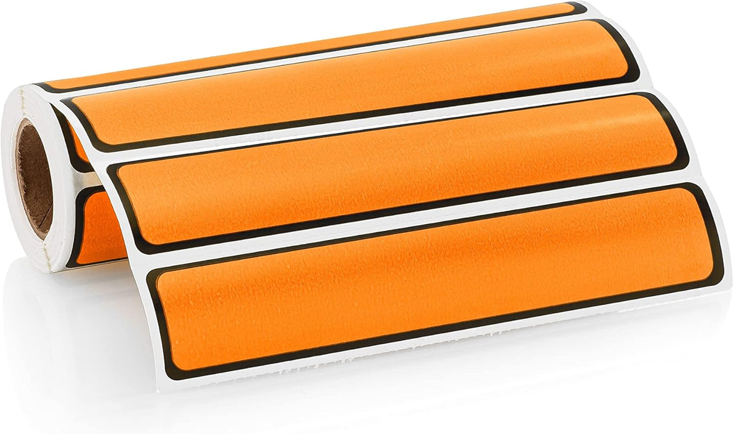 Carstens Adhesive Sticker Labels, 5 3/8” x 1”, Binder Labels for 1” Ring Binder Spines, Orange, Roll of 200