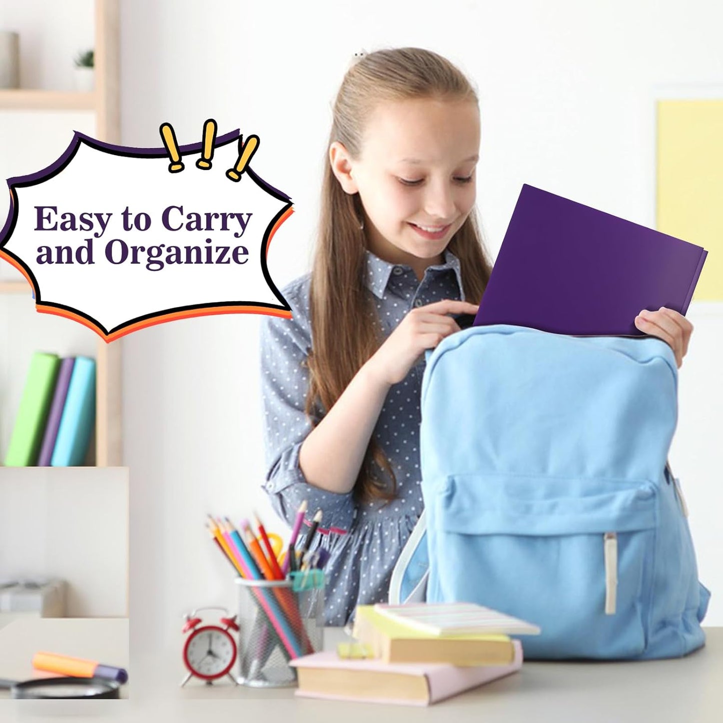 12-Pack Plastic Folders with Pockets and Prongs,2-Pocket Folders with 3 Fasteners, Poly Folders Holds 8-1/2" x 11" Paper for School/Office/Home, Purple