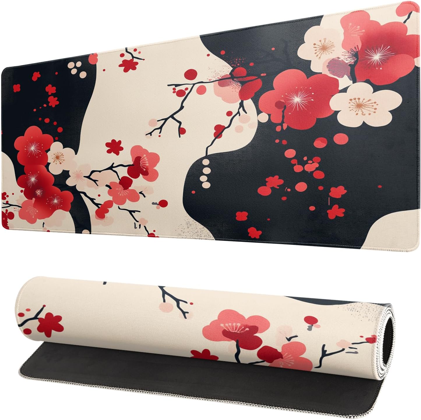 Desk Mat, Anime Desk Pad Mat, Desk Matt for Desktop, XL Large Mouse Pad for Desk, Anti-Slip Big Mousepad with Stitched Edges, Keyboard Pad Mouse Mat for Gaming and Office (Cherry Blossom 5)
