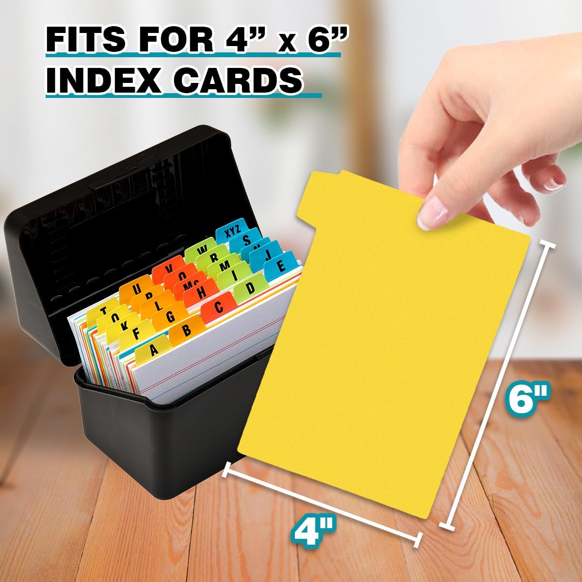 Chell 4x6 Plastic Index Card Dividers, Heavyweight Poly Index Card Guides A-Z for Flash Cards and Recipe Cards, with Alphabetical/Blank Stickers, Pack of 25