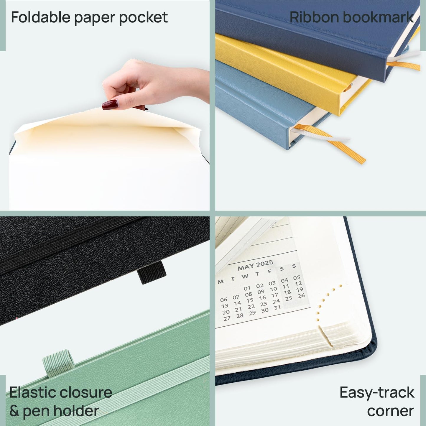 POPRUN 2025-2026 Daily Planner One Page Per Day (Medium - 5.75'' x 8.5'') - Academic Calendar (July 2025 - June 2026), 2025 Day Appointment Book with Monthly Tabs, Hardcover - Haze Blue