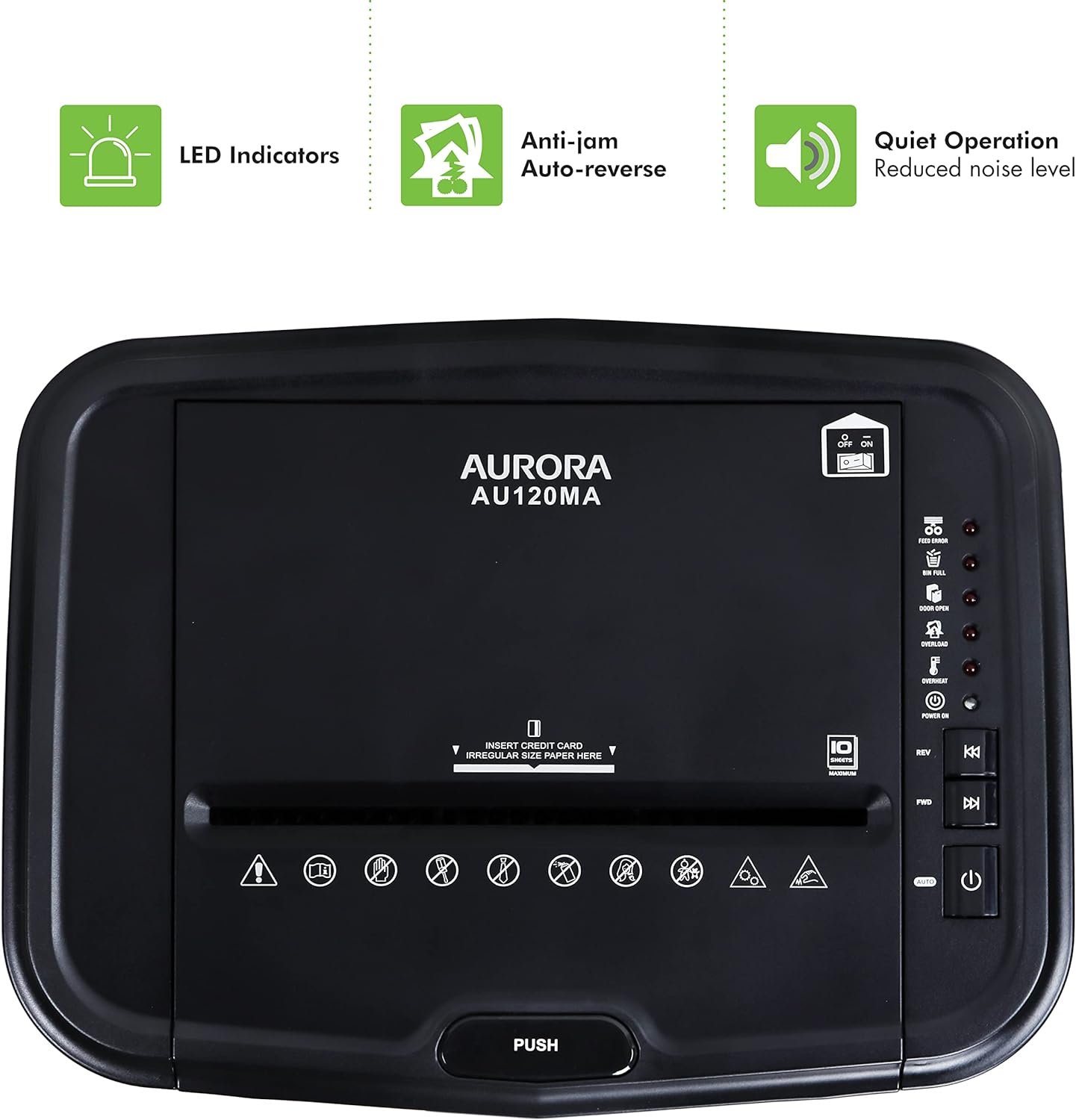 Aurora AU120MA 120-Sheet Auto Feed High Security Micro-Cut Paper Shredder / 30 Minutes (Black)