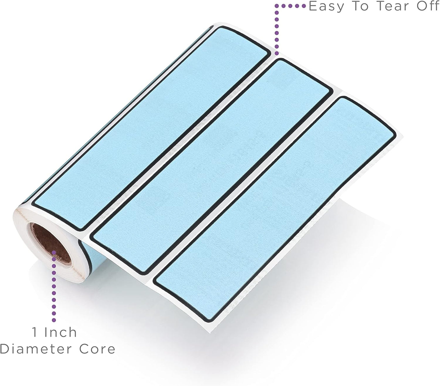 Carstens Adhesive Sticker Labels, 5 3/8” x 1 3/8”, Binder Labels for 1.5” – 4” Ring Binder Spines, Blue, Roll of 200