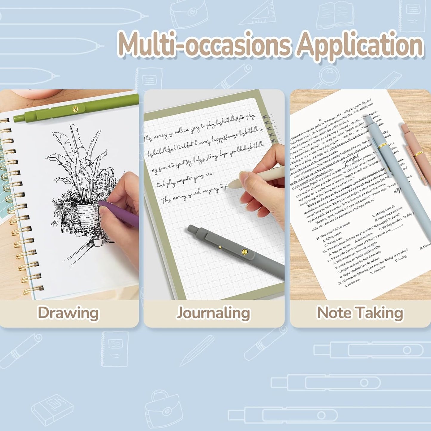 Gel Pens, 12 Pack Gold Retro and Gold Morandi 0.5mm Black Ink Pens Fine Point Smooth Writing Pens for School Office Supplies, Gifts for Women Girls