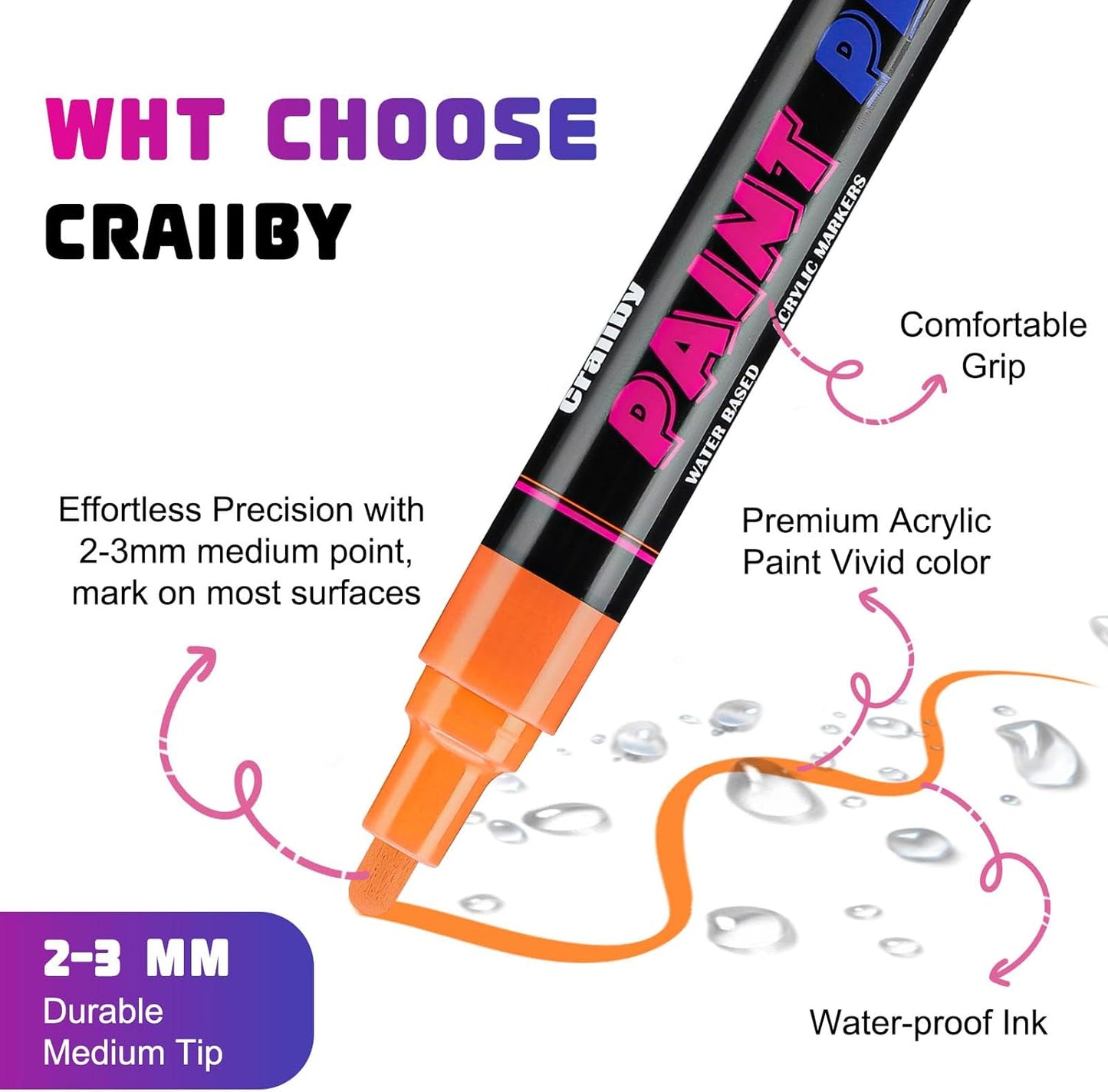 Gold Paint Pens Paint Markers - 12 Pack Permanent Quick Dry Waterproof Marker Pens for Rocks Wood Fabric Plastic Canvas Glass Mugs Metal Tire Stone