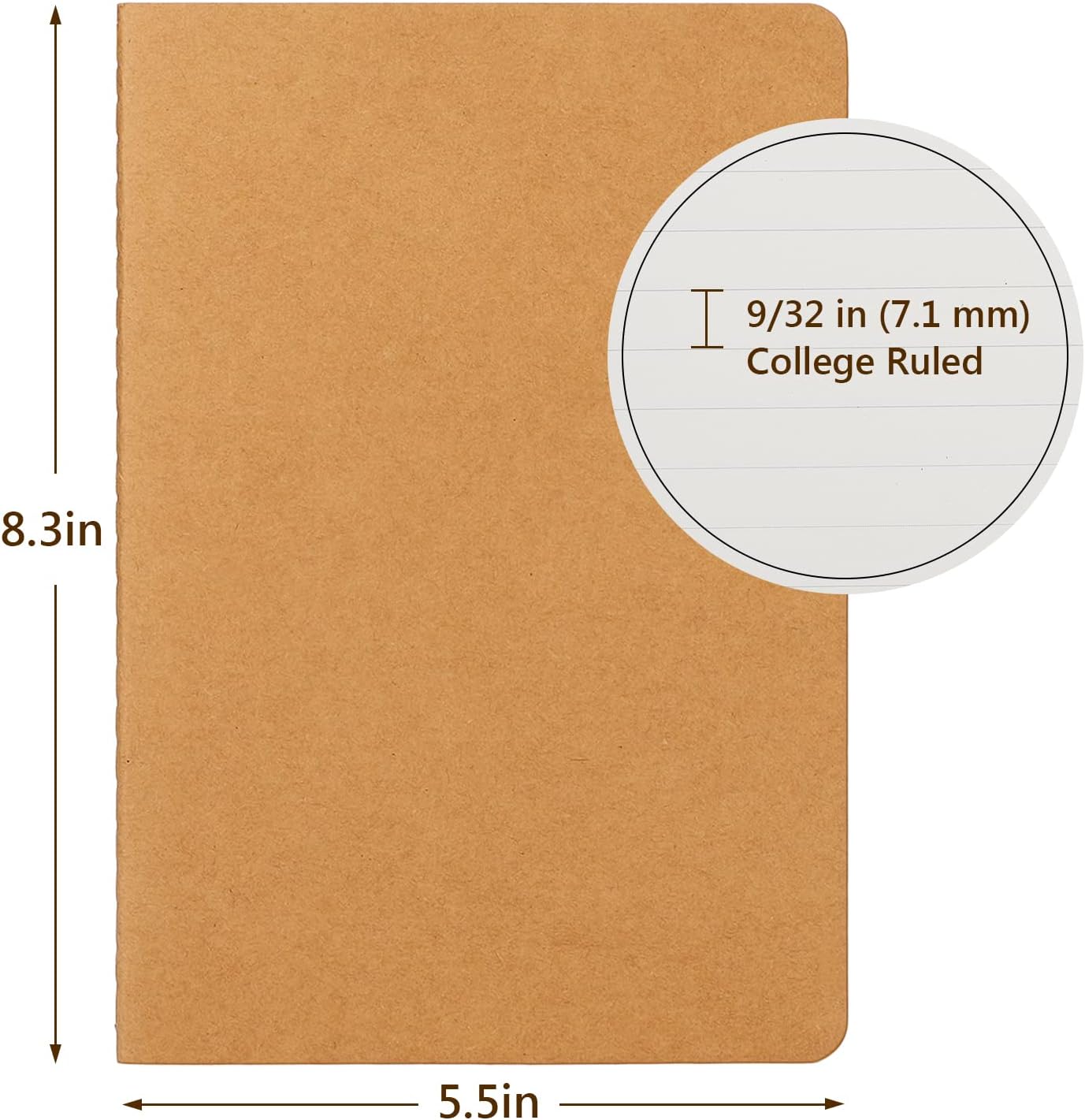 EUSOAR Kraft Subject Notebook Journals, 24 Pack A5 5.5" x 8.3" 60 Pages Kraft Brown Softcover Lined Notebooks, Travel Journal Notebook Notepad Set Bulk, Students Office Writing Diary Paper