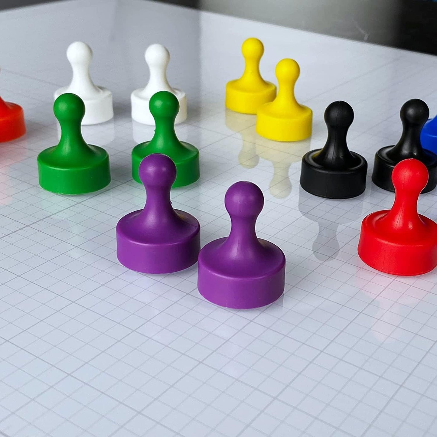 GLASSBOARD STUDIO Powerful Neodymium Magnets, Pawn-Shaped - Strong Fridge/Refrigerator and Whiteboard Magnet, Ideal for Office, Kitchen, Crafts - Rare Earth, Heavy Duty (8, Cotton Candy Pink)