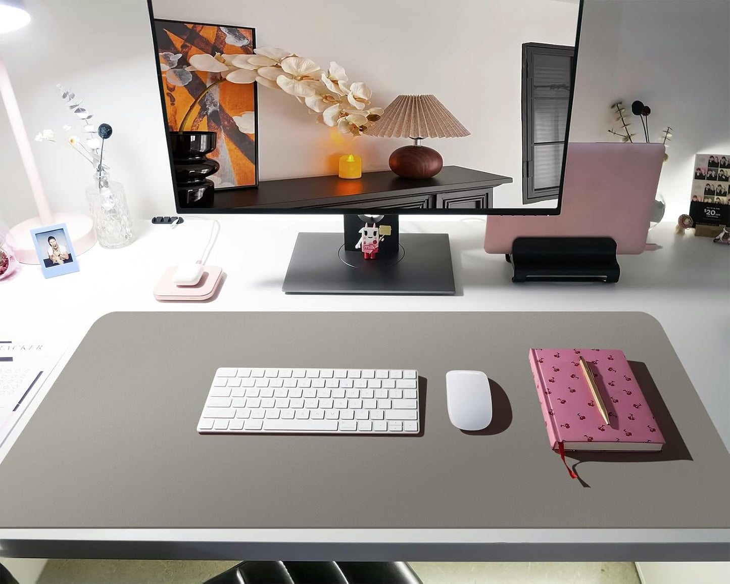 Bloss Grey Desk Mat, Leather Desk Pad, Desk Matt for Desktop, Waterproof Desk Pad Mat, Computer Mat for Office Work/Home/Decor/Desk Protector/Cover(31.5 x 15.7 Inches)