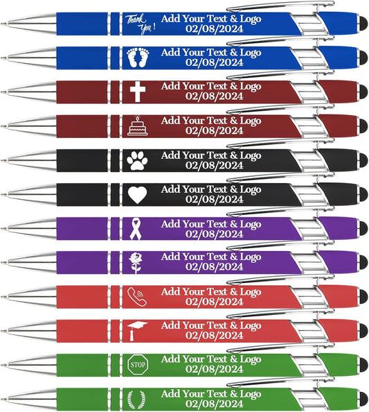 Personalized Pens with Name Logo or Message, Up to 1200 pcs Bulk Custom Metal Ballpoint Pen with Black Ink Customized Gift for Business, Graduation and Promotions (Assorted)