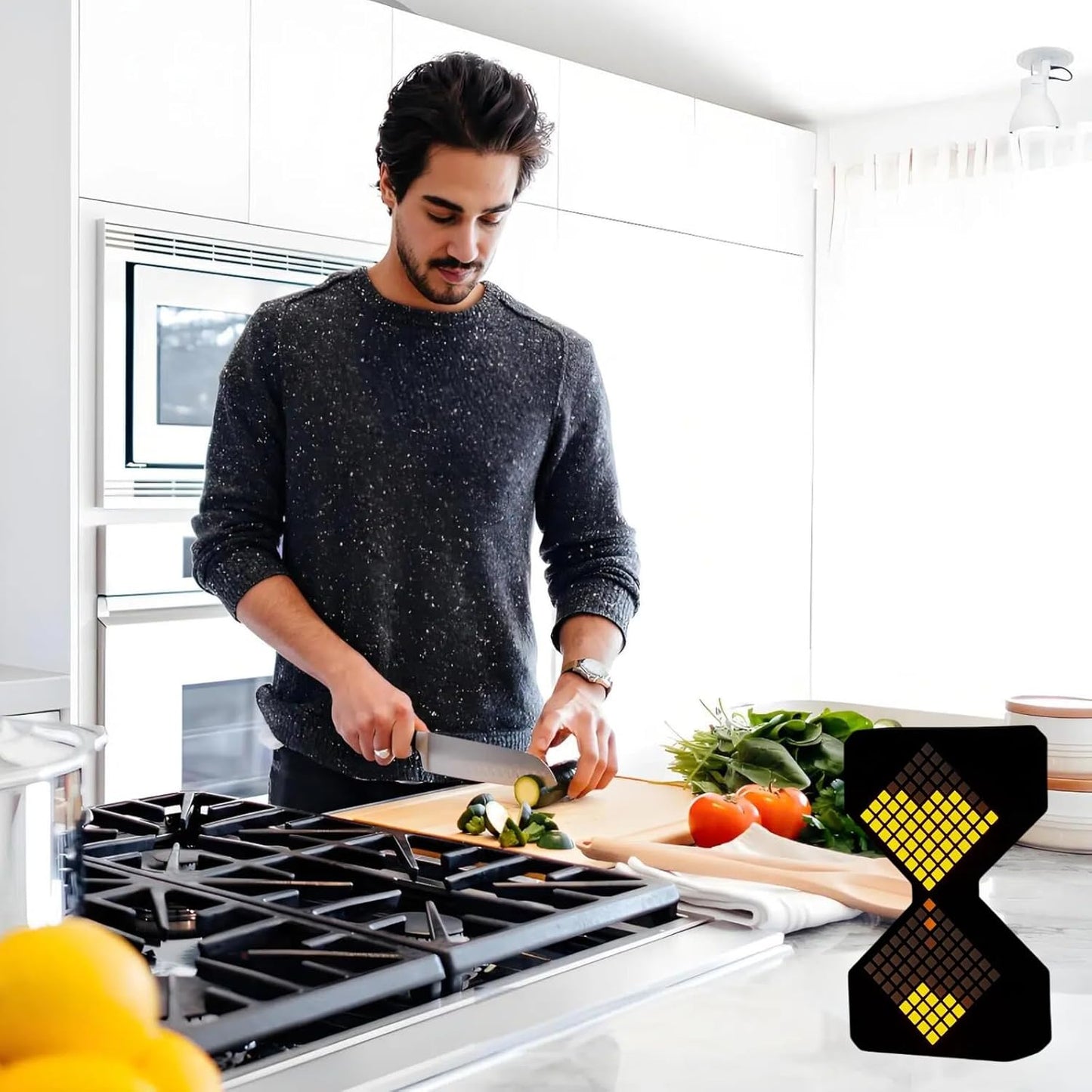 Digital Hourglass 1-30 Minute Freely Adjustable Gravity Timer Dynamic Flow Cube Led Night Light Hourglass Timer for Classroom Home Office Cooking (White, Red Light Source)