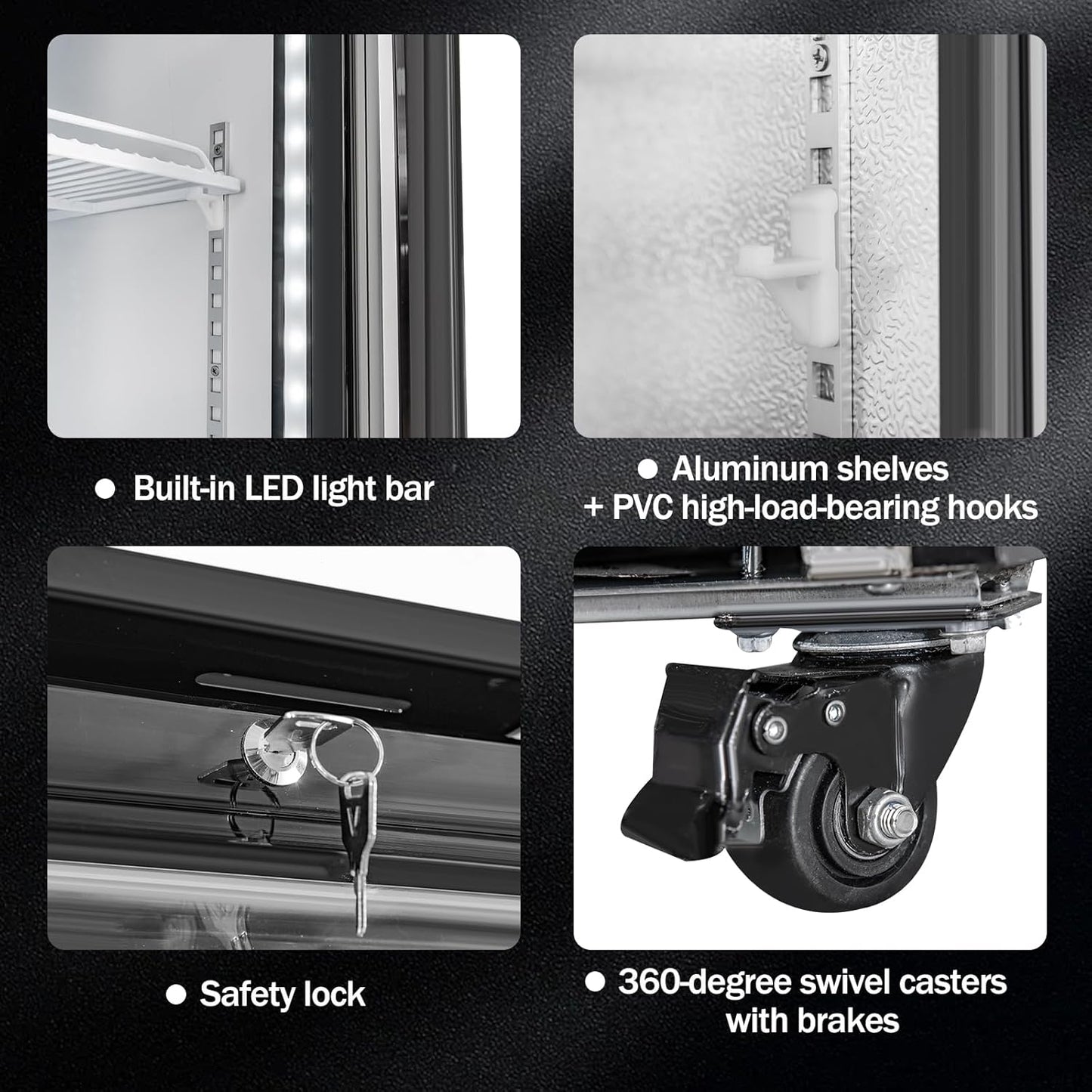 Commercial Beverage Refrigerator with 3 Glass Doors 56 Cu.ft Display Merchandiser Cooler Bar Black Drink Fridge for Convenience Stores, Supermarkets,Bars,Offices