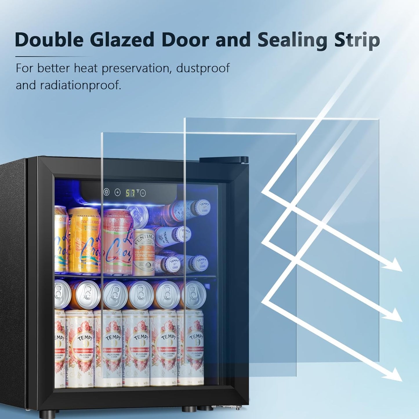 Antarctic Star Mini Fridge Cooler - 12 Bottle 48 Can Beverage Refrigerator Glass Door for Drinks or Beer Wine –Small Drink Dispenser for Home, Office, Electronic Knob Control,1.3Cu.Ft