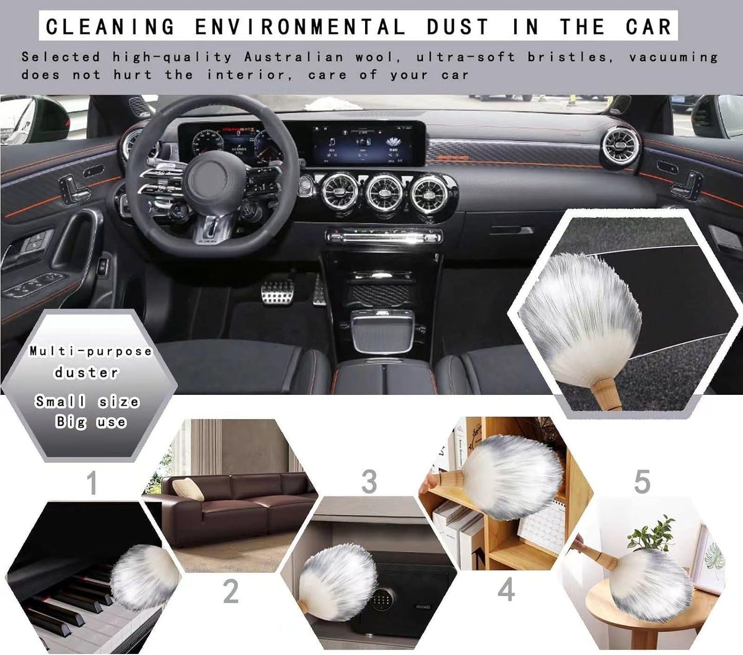 Car Interior Dusting Brush Auto Dust Sweeping Soft Bristles Detail Brush Dashboard Mini Duster Interior Cleaning Brush Tool for Car Seat,Vent,Dash Microfiber Detailing Brushes Supplies 2PCS