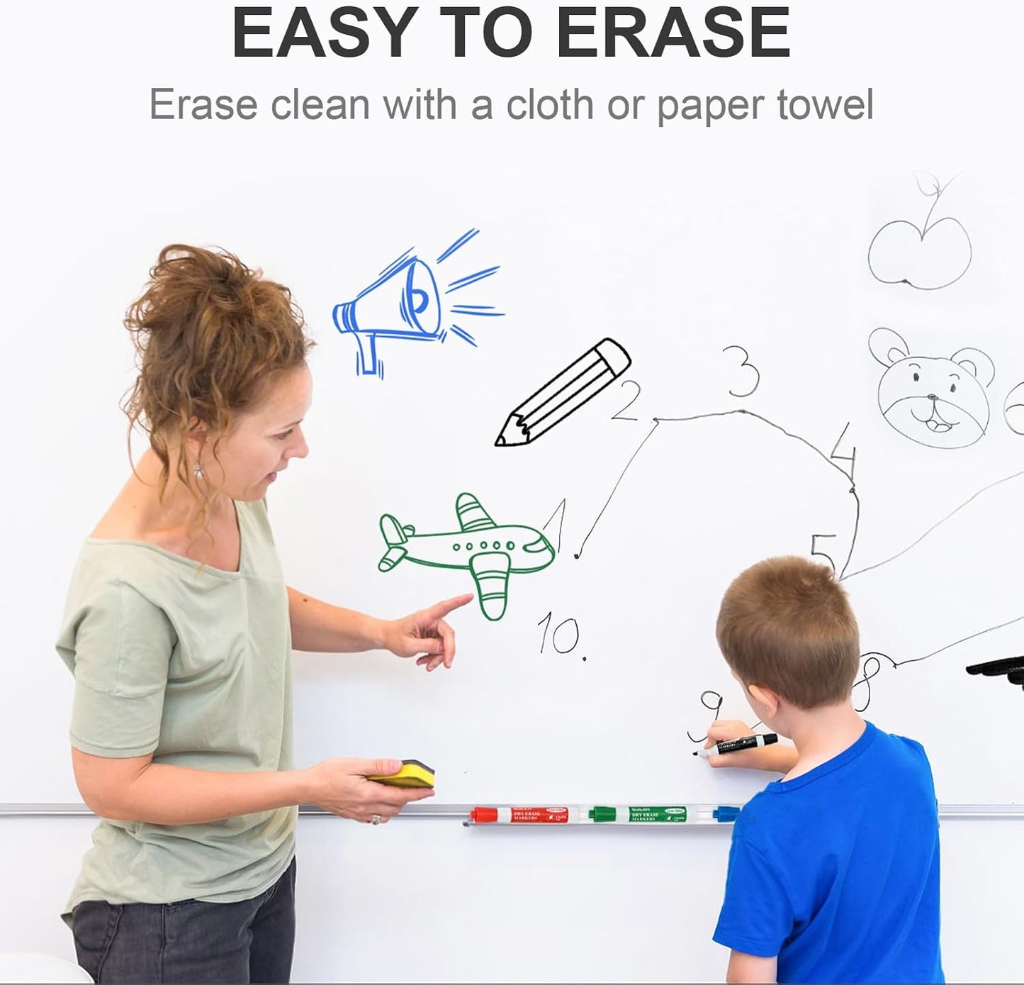 Dry Erase Markers, Chisel Tip Whiteboard Marker, Low Odor Thick Dry Markers, 12 Bulk Black Color Markers for Kids/Teachers.