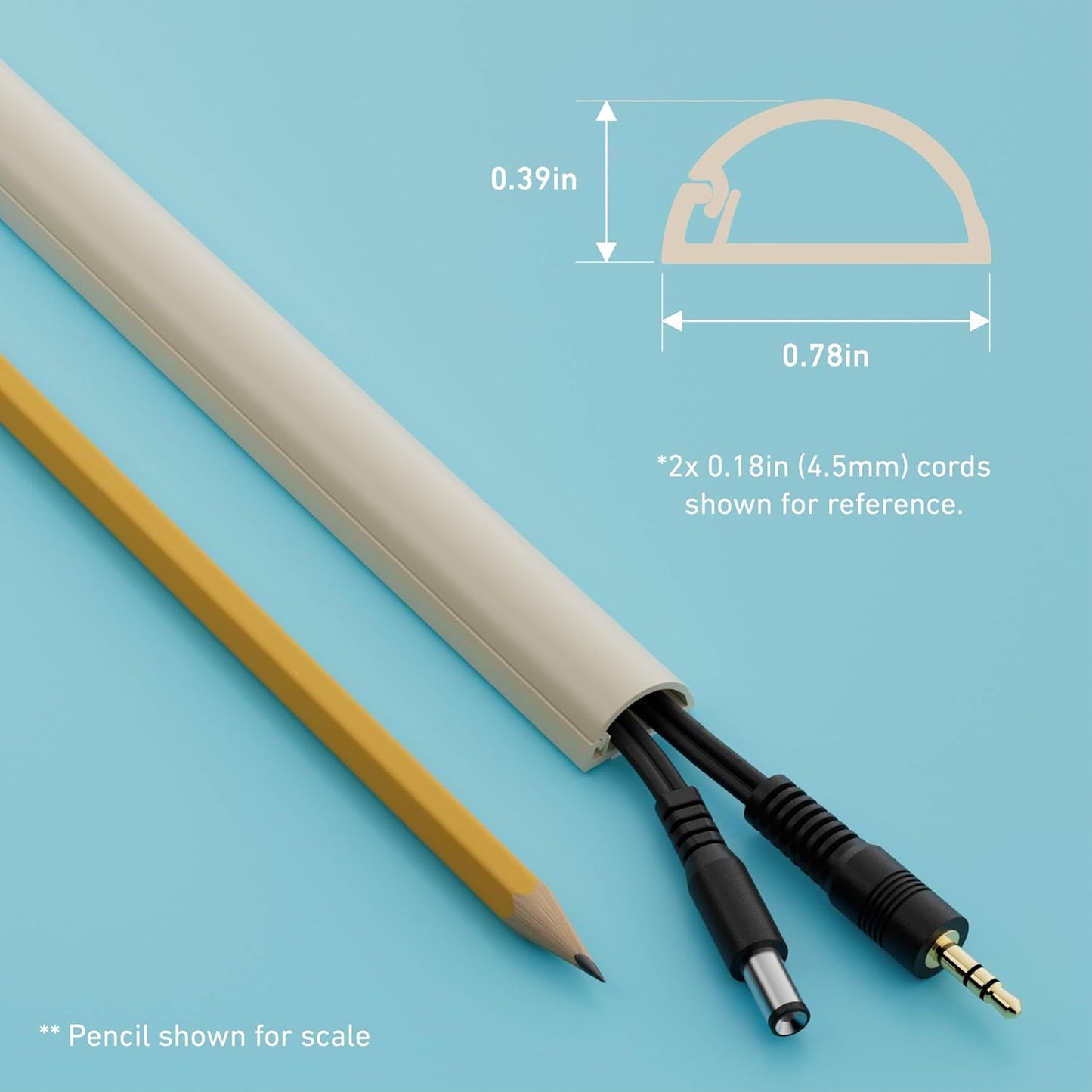 D-Line Half Round Cord Hider, Patented Cable Cover, Hide TV Wall Mount Wires, Raceway for Cords, Decorative Wire Covers, Paintable, Adhesive Cable Concealer, 1x 0.78in W x 0.39in H x 39in L, Beige