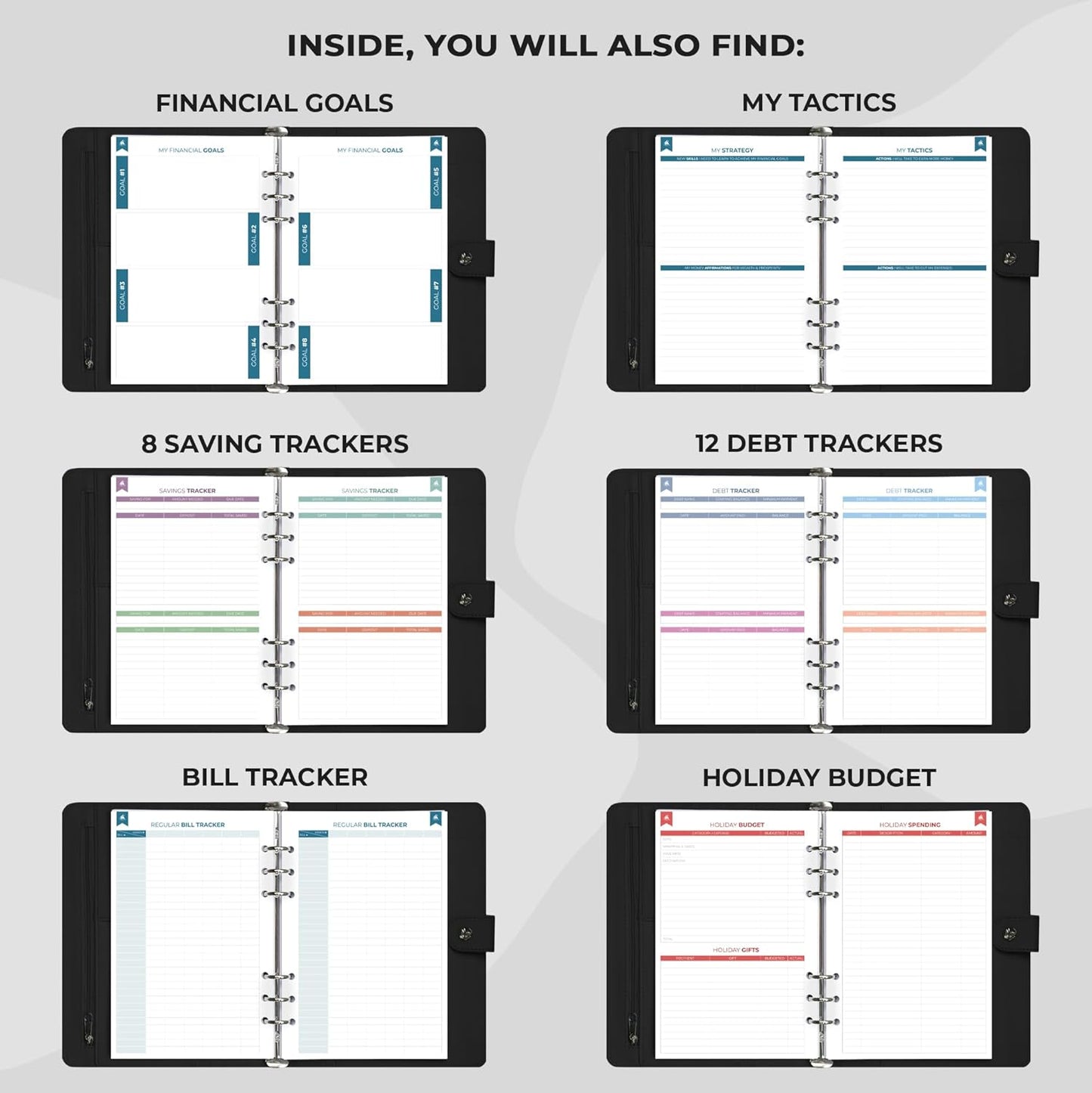 Clever Fox Budget Planner Binder – Monthly Financial Organizer Book with Pockets, Bill Tracker, Expense Tracker & Cash Envelopes – Undated Finance Journal for Budgeting – 7″ x 9″ (Black)