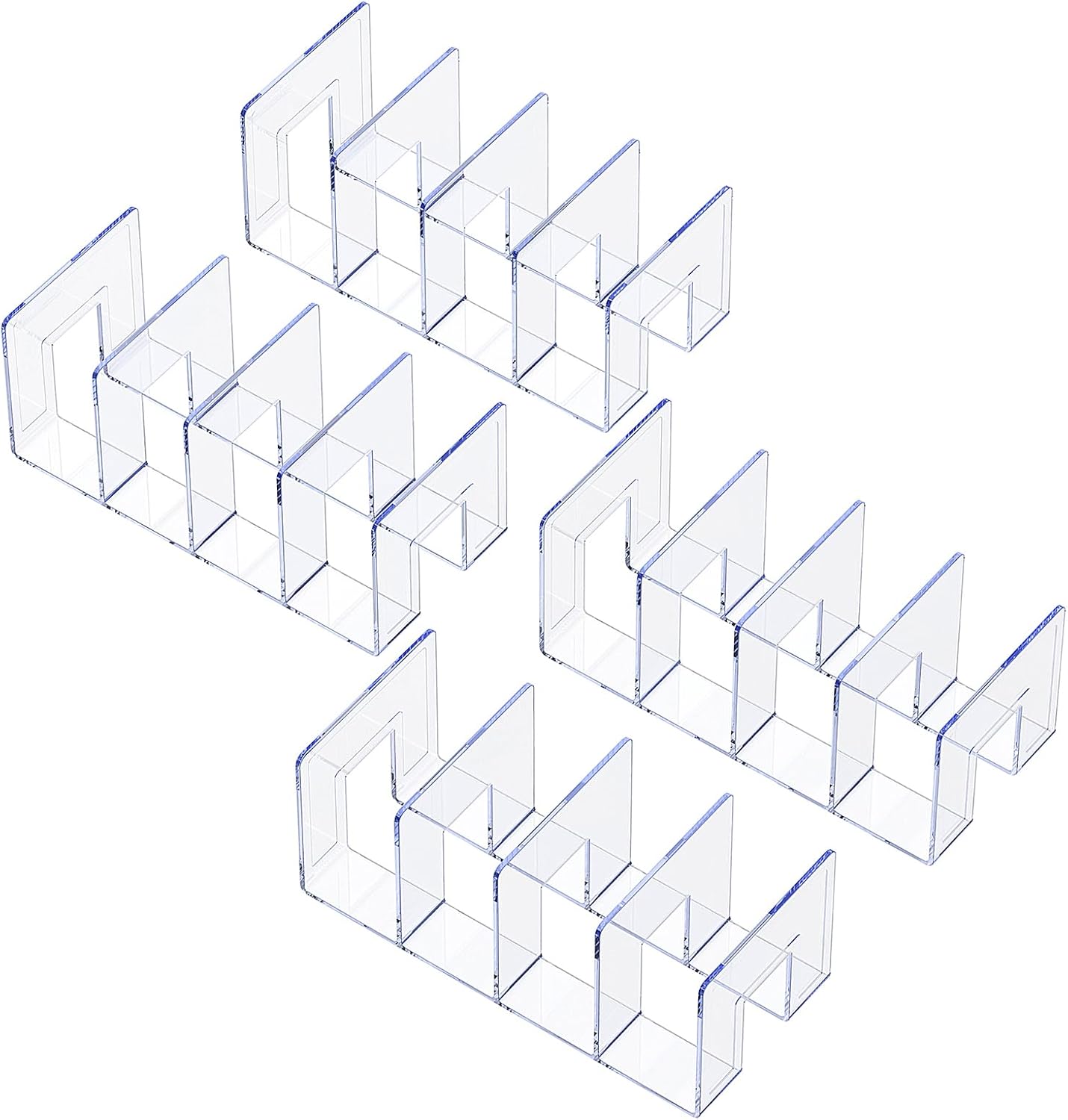 LUGUNU Clear Acrylic Purse Organizer - 4-Section Divider for Handbag Closet Storage - Durable Rack for Purses, Clutches More (Set of 4)